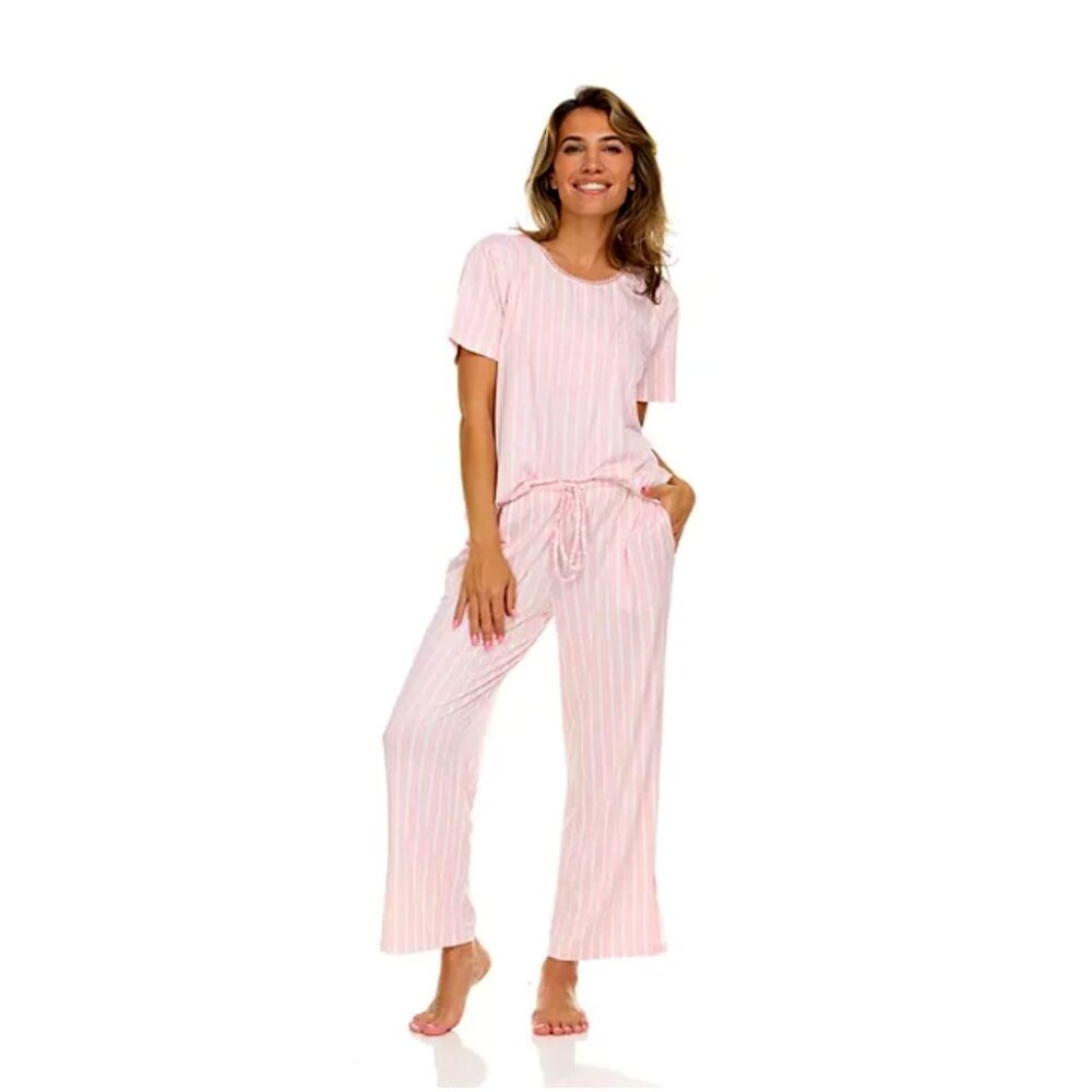 Flora Nikrooz Erica Lace Trim 2 Pc. Set In Pink White Size Small NWT